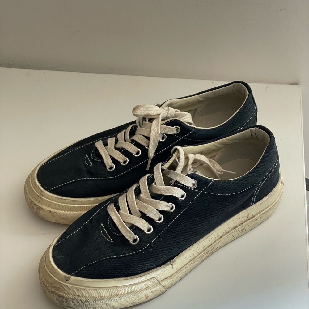 Black Canvas Sneakers with Cream Soles